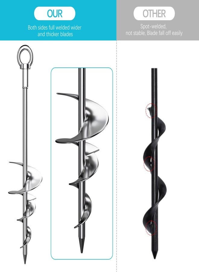 Phopich 28'' Ground Anchors, Fully Welded Heavy Duty Ground Anchor Screw in Swing Set Anchors Chrome Plating Anti Rust Trampoline Anchor with Straps for Dogs, Trampoline Stakes Resistant High Wind - Image 2
