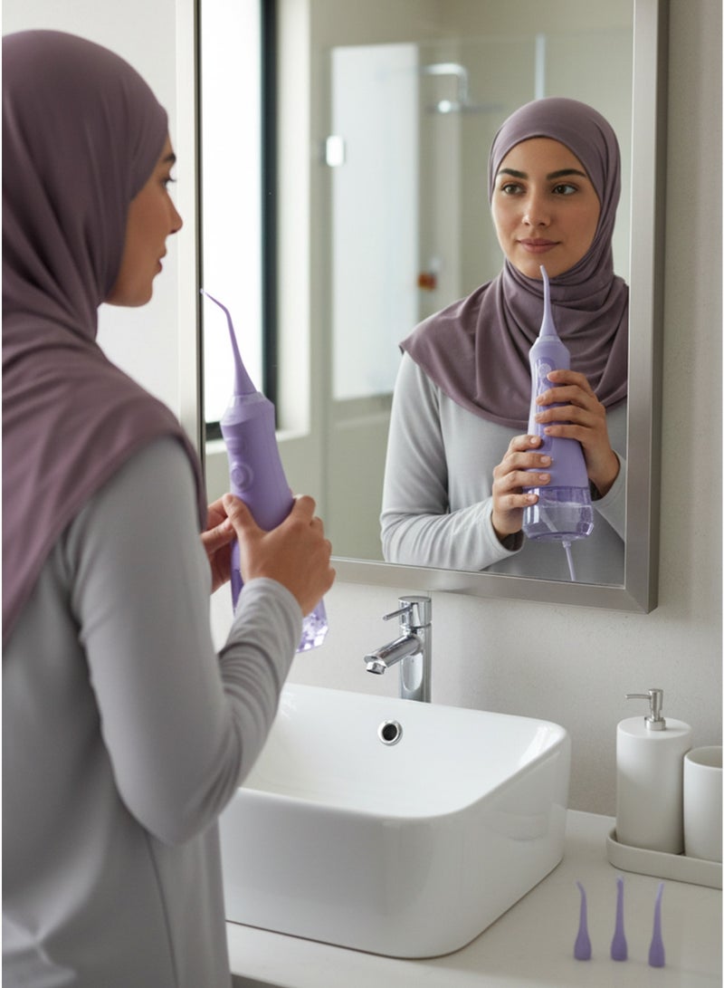 سيجوي جهاز تنظيف الأسنان بالماء اللاسلكي من سيجوي - جهاز تنظيف أسنان محمول مزود بخمسة أوضاع تنظيف و6 رؤوس بديلة - مقاوم للماء بدرجة IPX7، فوهة دوارة بزاوية 360 درجة - Image 5