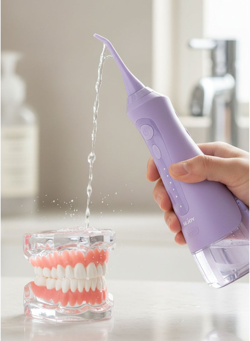 سيجوي جهاز تنظيف الأسنان بالماء اللاسلكي من سيجوي - جهاز تنظيف أسنان محمول مزود بخمسة أوضاع تنظيف و6 رؤوس بديلة - مقاوم للماء بدرجة IPX7، فوهة دوارة بزاوية 360 درجة - Image 3