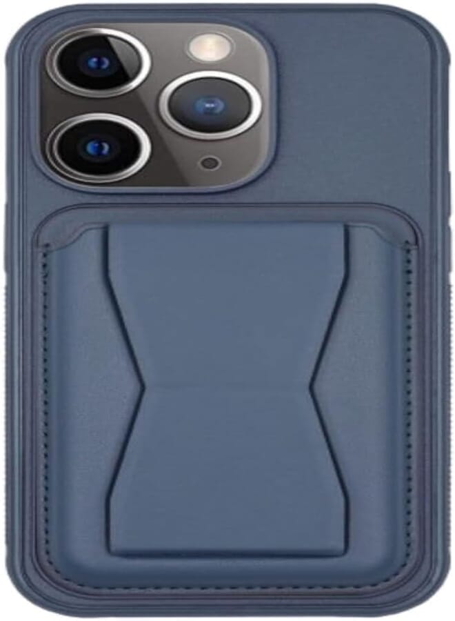 Next Store Leather Case Compatible with iPhone 13 Shockproof Leather Back Card Storage Plus Phone Stand (Navy)