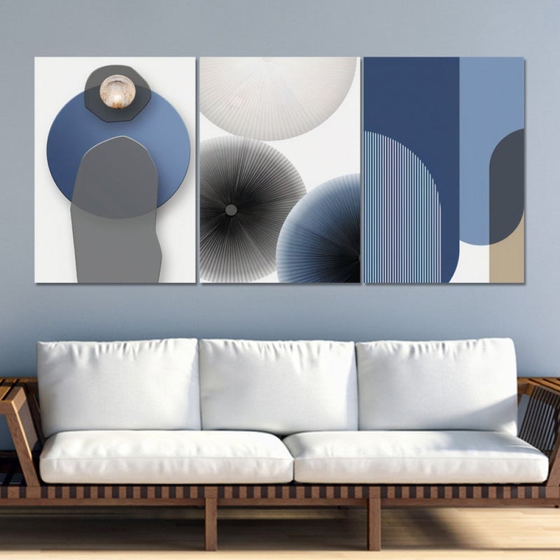 Marktna Three luxurious modern-designed canvas prints with a hollow frame, measuring (150×70), three pieces - Image 1