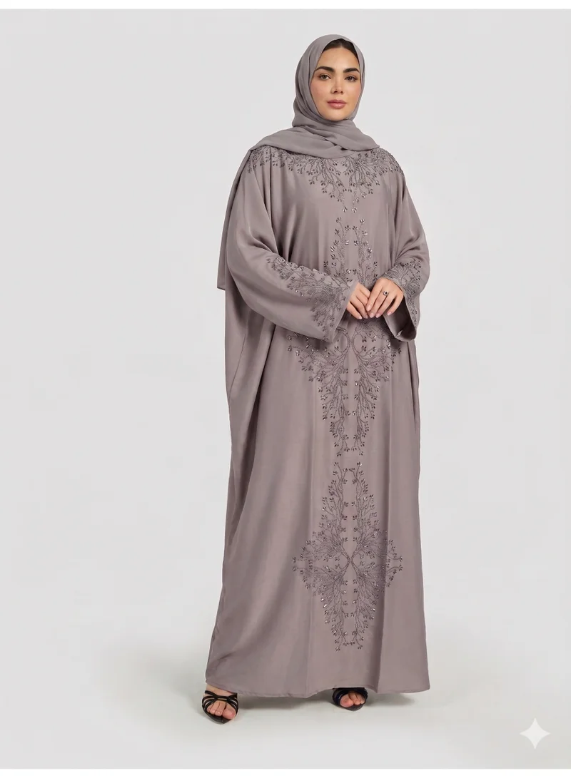 عباءات ريم Embellished Abaya with Matching Sheila