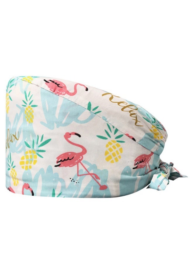 NIBEMINENT Cartoon Doctor Operating Room Pattern Printed Nursing Head Cap Lab Scrub Pet Hospital Surgical Hat Unisex Dentist Scrub Cap