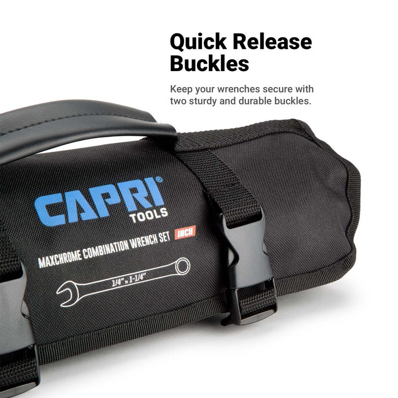 Capri Tools Wrench Roll Up Pouch, SAE, 17 Pockets, Black - Image 3