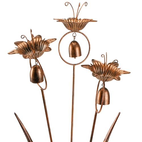 WSgift Metal Calla Lilies Flowers with Bells for Outside Yard Art Bronze Wind Chime - Image 1