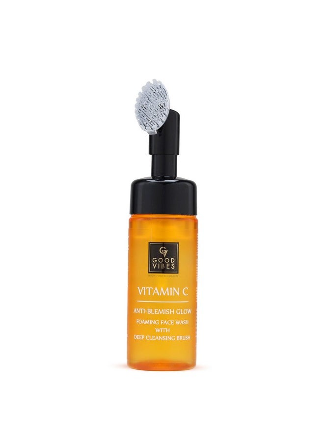 Good Vibes Vitamin C Anti-Blemish Glow Foaming Face Wash With Deep Cleansing Brush (150Ml) | Skin Brightening | Glow-Boosting | Anti-Ageing & Improves Skin Texture | Helps Reduce Dullness  - Image 1