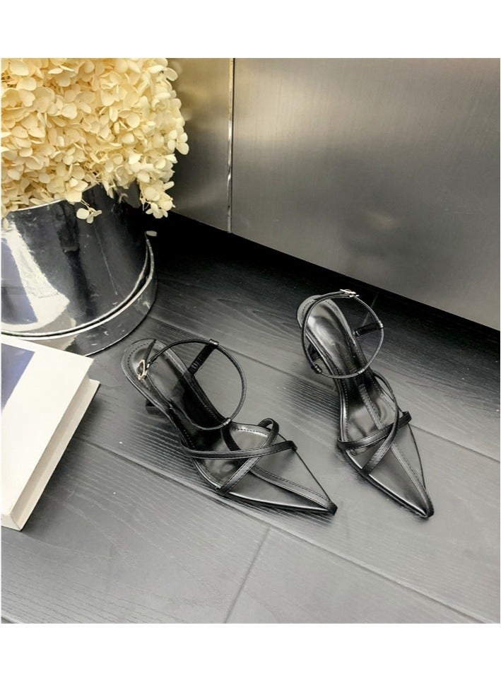 Fashionable And Pointed Thin Heel Vacation Style Sandals - Image 5
