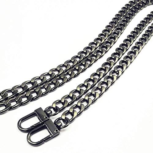 WEICHUAN 47" DIY Iron Flat Chain Strap Handbag Chains Accessories Purse Straps Shoulder Crossbody Replacement Straps, with Metal Buckles (Gun-Black) - Image 4