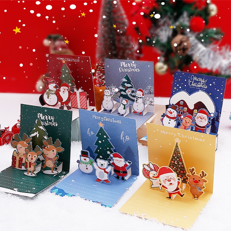 Stereo Christmas Greeting Card Creative Christmas Eve Message Holiday Card Gift Folding Card Set - Image 2
