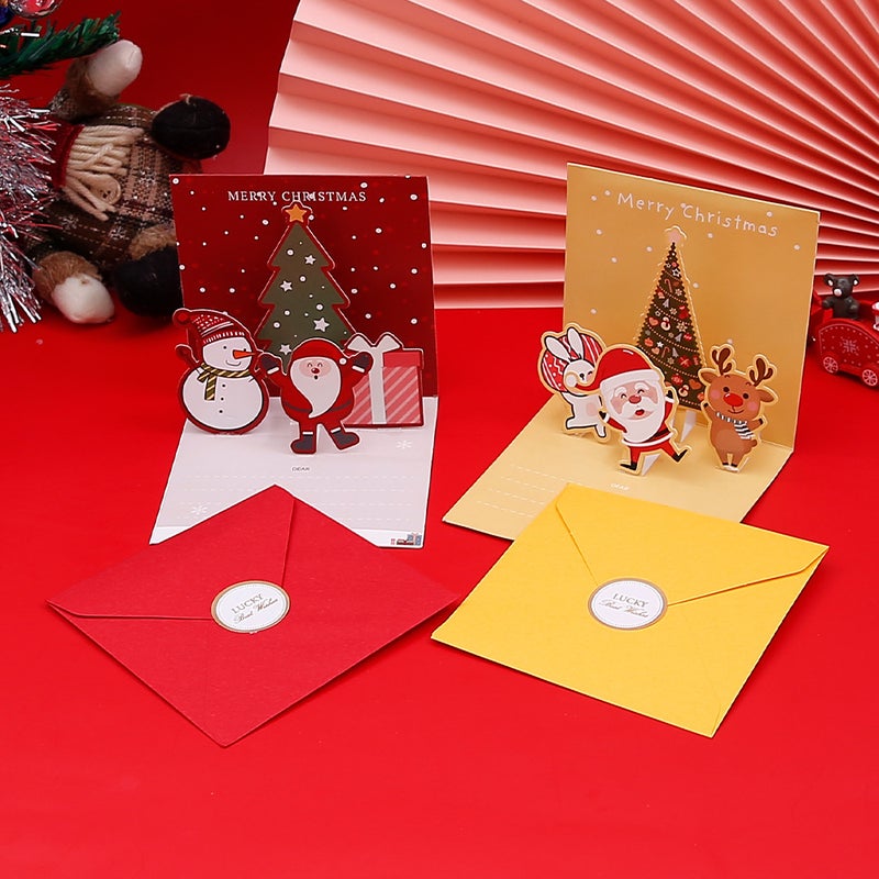 Stereo Christmas Greeting Card Creative Christmas Eve Message Holiday Card Gift Folding Card Set - Image 3