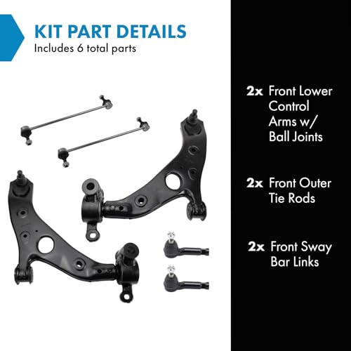 TRQ Front Steering & Suspension Kit Control Arm with Ball Joint Sway Bar Stabilizer Link Tie Rod Compatible with 2013-2016 Mazda CX-5 - Image 2