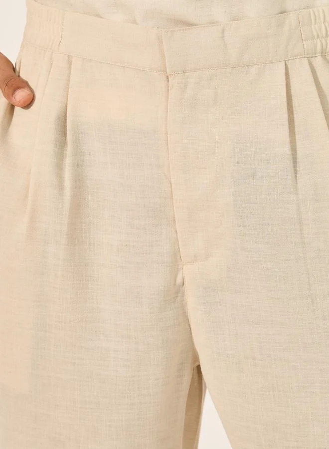 Styli Styli Mid Rise Regular Fit Pleated Shorts