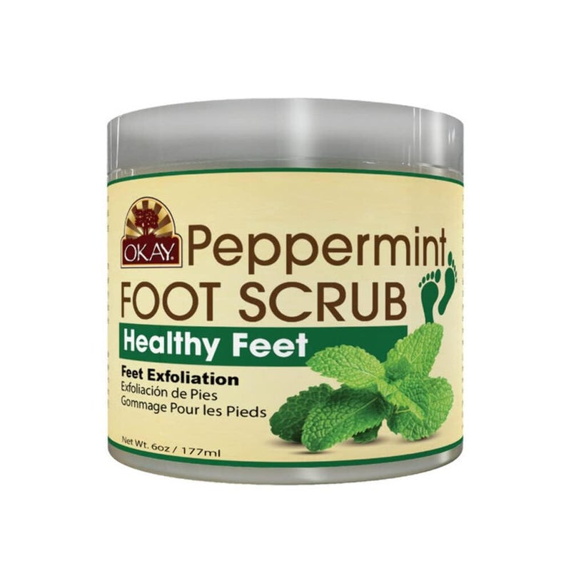 OKAY Peppermint Foot Scrub - Exfoliating Foot Scrub, Foot Exfoliator, Great for Cracked Heels, Pedicures, Dead Skin Remover, Exfoliant for Calluses, Moisturizer for Dry Skin - 6 Oz (Pack of 1) - Image 1