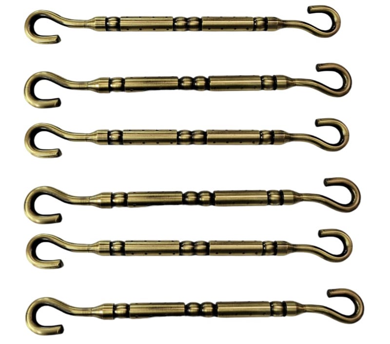 Nooks nooks Stainless Steel saliya Curtain Hook Hanging Accessories Set in PVD Coating Brass Finishing for Swings and jhula for Home Indoor Outdoor and Gardens Pack of 6 - Image 1