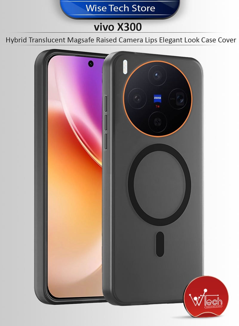 Wtech vivo x300 5G 2025 Hybrid Translucent Magsafe with Magnetic Charging Raised Camera Lips Elegant Look Case Cover (MCMPMN) - Black - Image 1