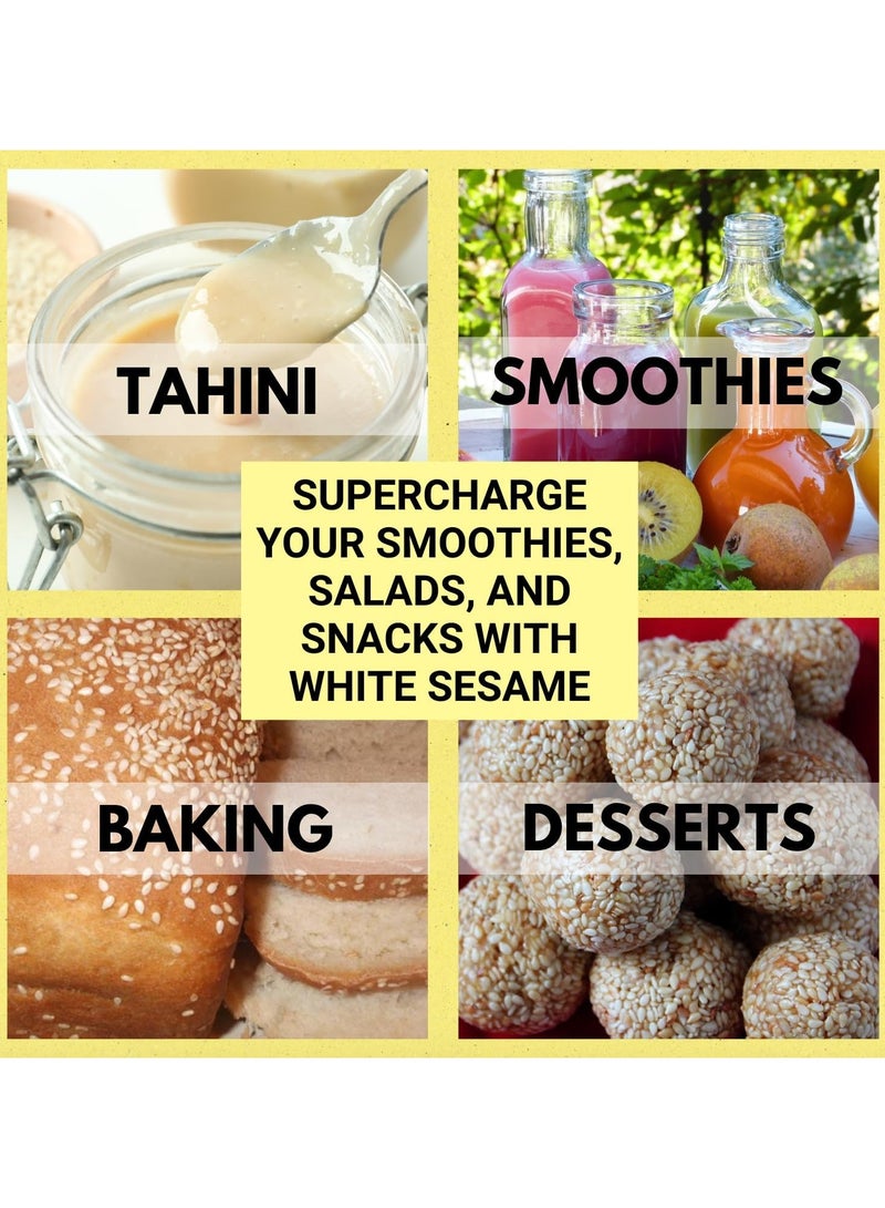 Raw Chia & White Sesame Seeds Combo for Weight Loss, Plant-Based Seeds for Planting, Drinks & Baking, High Protein Superfood Sesame & Chia Seed Fiber & Omega-3 Rich – 100g Each