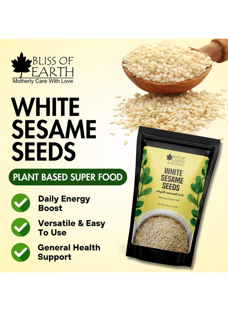 Raw Chia & White Sesame Seeds Combo for Weight Loss, Plant-Based Seeds for Planting, Drinks & Baking, High Protein Superfood Sesame & Chia Seed Fiber & Omega-3 Rich – 100g Each