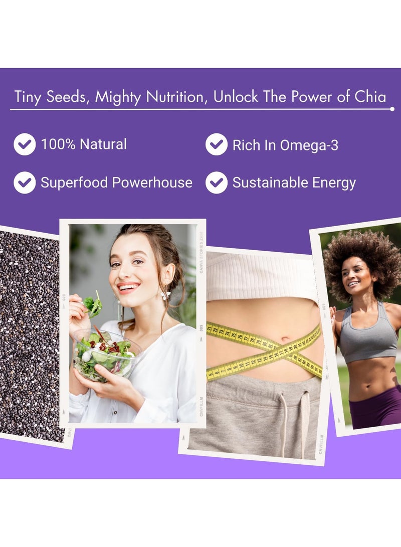 Raw Chia & White Sesame Seeds Combo for Weight Loss, Plant-Based Seeds for Planting, Drinks & Baking, High Protein Superfood Sesame & Chia Seed Fiber & Omega-3 Rich – 100g Each