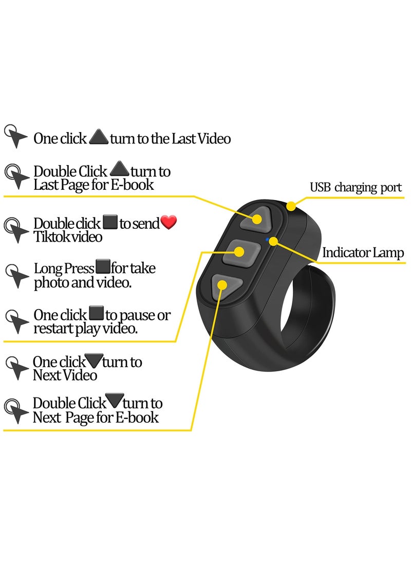 Remote Control for TikTok, Kindle App Page Turner, Bluetooth Camera Video Recording, Tik Tok Scrolling Ring for Sending on iPhone, iPad, iOS, Android Camera Remote Shutter Selfie Button, Black.  - Image 5