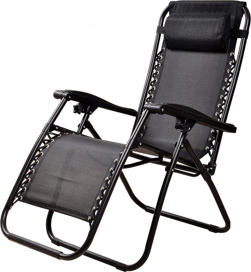 WHISKET Adjustable Folding Zero Gravity Lounge Chair ReclinerFolding Chair Black - Image 1