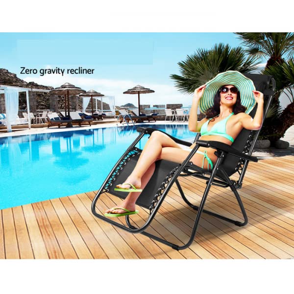 WHISKET Adjustable Folding Zero Gravity Lounge Chair ReclinerFolding Chair Black - Image 5