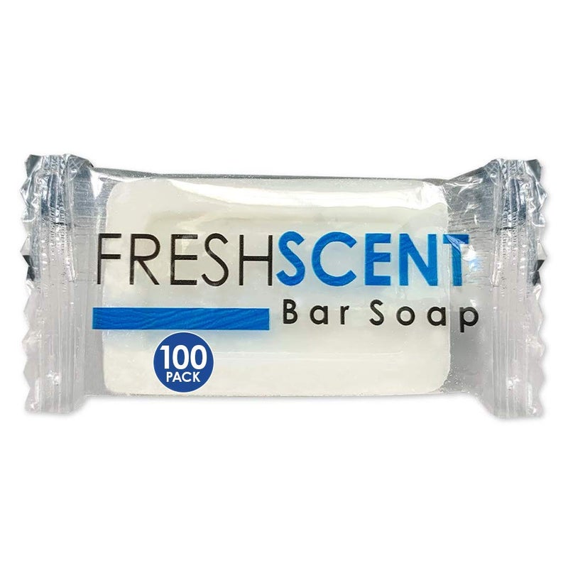 Freshscent 10 oz Bar Soap 100 Pack Hotel Travel Size Individually Wrapped Vegetable Based Bulk Amenities and Toiletries for Hospitality