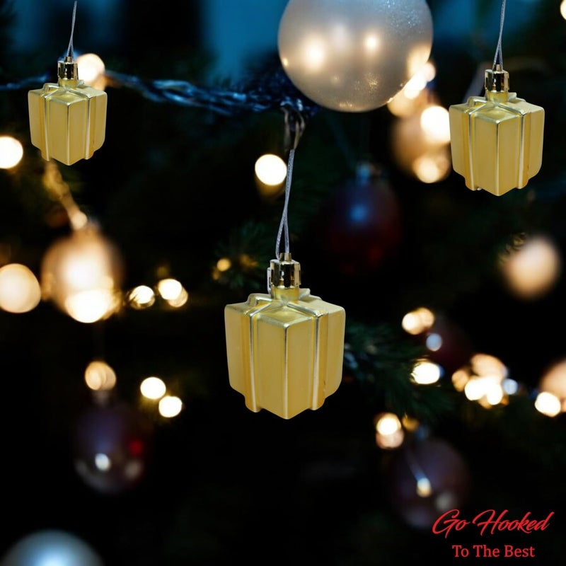 Go Hooked Go Hooked Christmas Decoration Hanging Gift Ornaments Festive Home Decor for Trees Walls Doors Durable Vibrant Reusable Golden Pack of 6  - Image 3