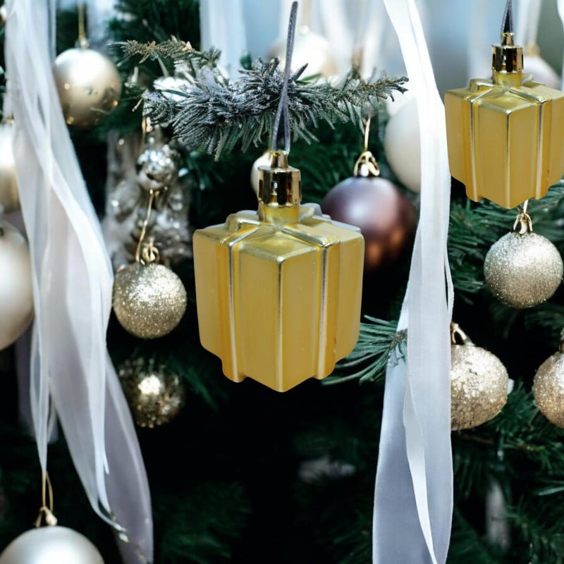 Go Hooked Go Hooked Christmas Decoration Hanging Gift Ornaments Festive Home Decor for Trees Walls Doors Durable Vibrant Reusable Golden Pack of 6  - Image 1