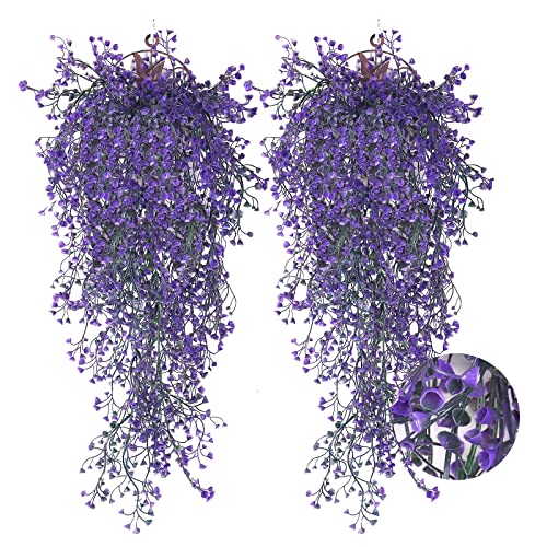 RECUTMS 4pcs Artificial Hanging Plants Indoor Fake Hanging Plants Wall Purple Faux Ferns for Home Garden Wedding Party Indoor Outdoor Decorations - Image 1