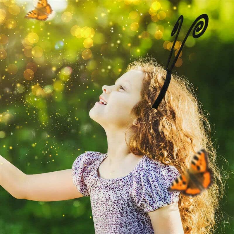Yilistore Butterfly Antenna Headband, Ladybug Antenna Headband, Costume Hair Band for Halloween Parties (Black B) - Image 4