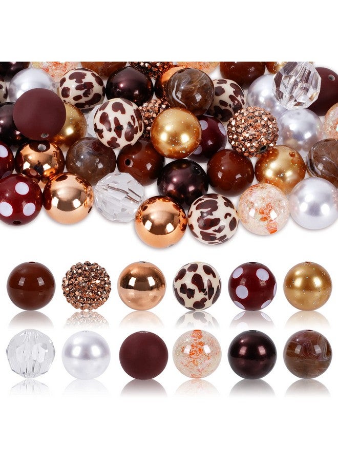 وولاين 50 قطعة حبات العلكة مكتنزة 20 مللي متر حبات البقرة البيضاء والبني 12 أنماط مختلطة خرز حليب الشوكولاتة مجموعة خرز فاصل خرز مكتنزة خرز بلاستيكي جامبو لصنع المجوهرات بنفسك - Image 1