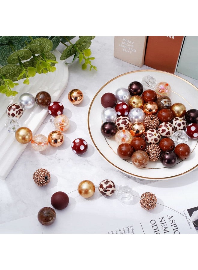 وولاين 50 قطعة حبات العلكة مكتنزة 20 مللي متر حبات البقرة البيضاء والبني 12 أنماط مختلطة خرز حليب الشوكولاتة مجموعة خرز فاصل خرز مكتنزة خرز بلاستيكي جامبو لصنع المجوهرات بنفسك - Image 4