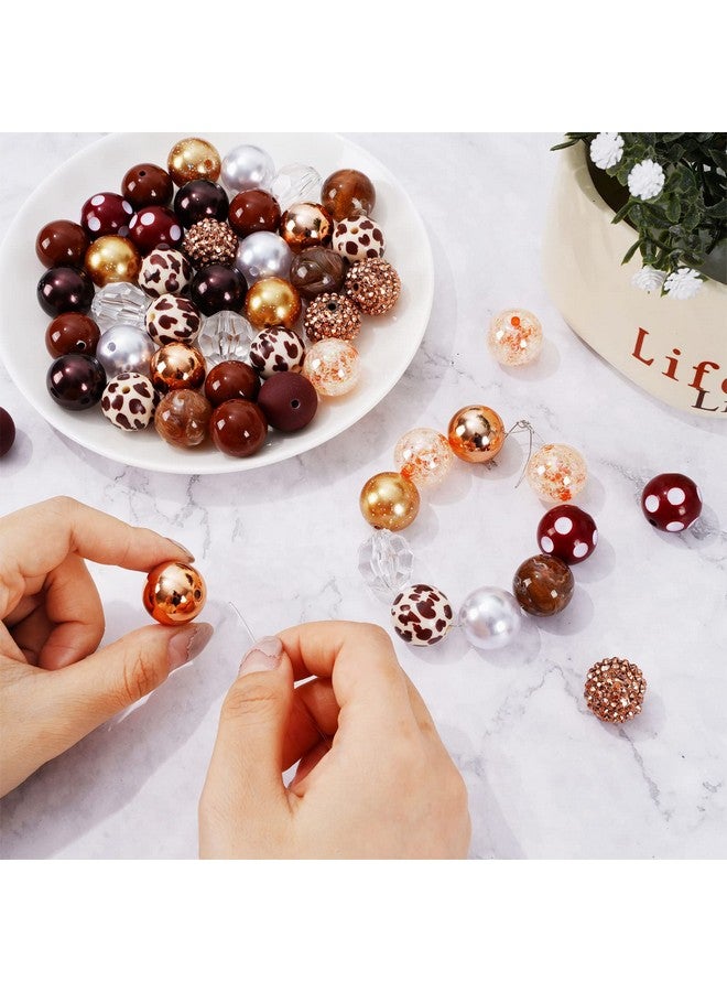 وولاين 50 قطعة حبات العلكة مكتنزة 20 مللي متر حبات البقرة البيضاء والبني 12 أنماط مختلطة خرز حليب الشوكولاتة مجموعة خرز فاصل خرز مكتنزة خرز بلاستيكي جامبو لصنع المجوهرات بنفسك - Image 5