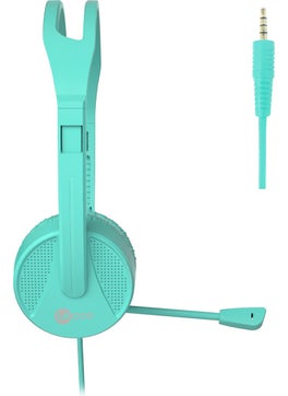lecoo Lenovo HT106 3.5mm Jack Over-Ear Headphone with Microphone Turquoise  - Image 1