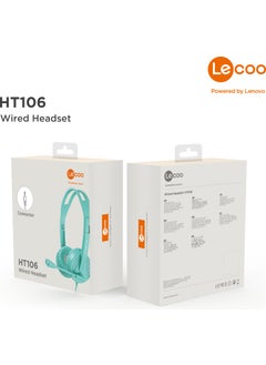 lecoo Lenovo HT106 3.5mm Jack Over-Ear Headphone with Microphone Turquoise  - Image 5