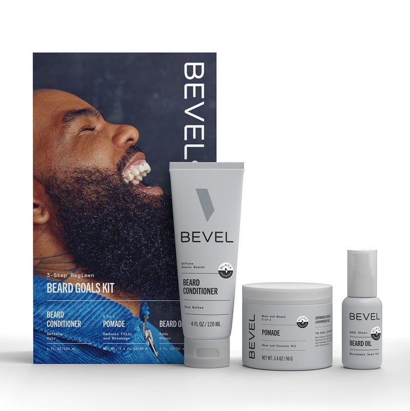 Bevel Mens Beard Grooming Kit - Includes Beard Conditioner, Hair Nourishing Pomade, and Beard Oil to Soften, Hydrate and Strengthen Beard and Reduce Skin Irritation and Redness - Image 1