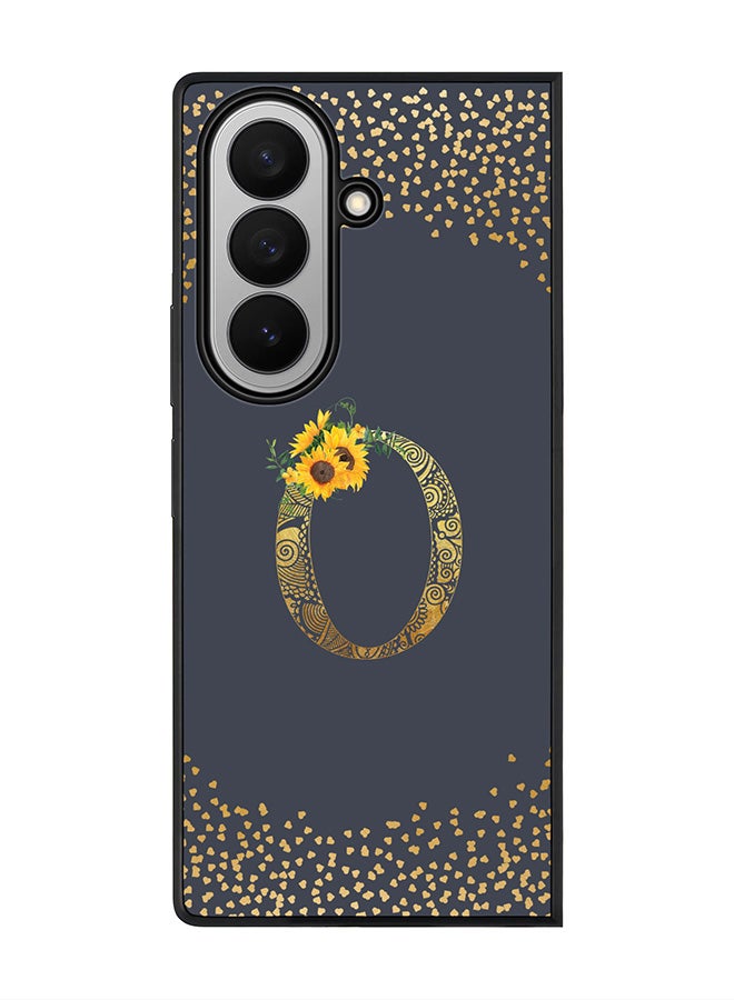 For Samsung Galaxy Z Fold7 Case,Slim fit Camera Protection, Shockproof Thin Phone cover  - Custom Floral Monogram - O  (Grey )