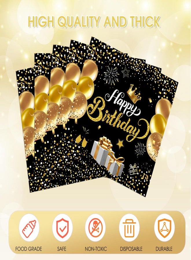 HiToJY 40PCS Happy Birthday Napkins Black and Gold Theme Disposable Paper Napkins for Dinner Picnic Birthday Party Supplies Decorations for Man Woman - Image 3