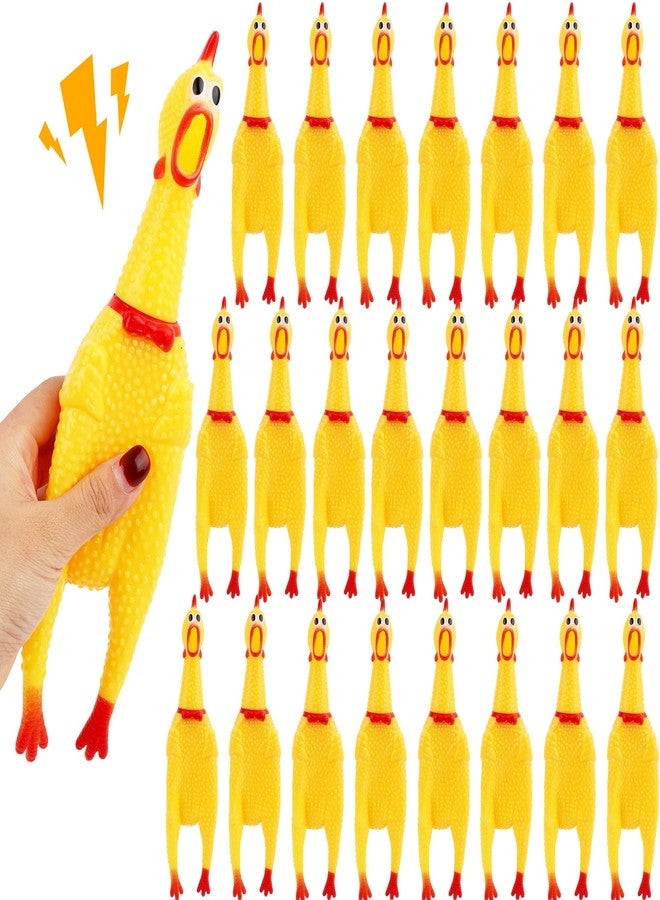 Plukeen 24 Pack 11 Inch Squeeze Rubber Chicken Large Yellow Screaming Chicken Bulk Rubber Squeaky Chicken Toys for Prank Novelty Toy - Image 1