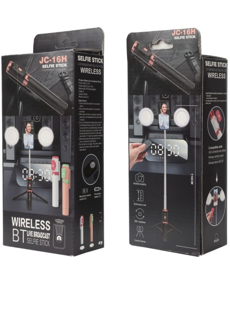 JAJEEK Bluetooth Selfie Stick & Tripod with 360° Rotatable Extendable Stand, Dual LED Lights, and Wireless Remote – Compatible with iPhone, Android Phones, and Cameras – Ideal for Travel, Vlogging, and Photography - Image 2