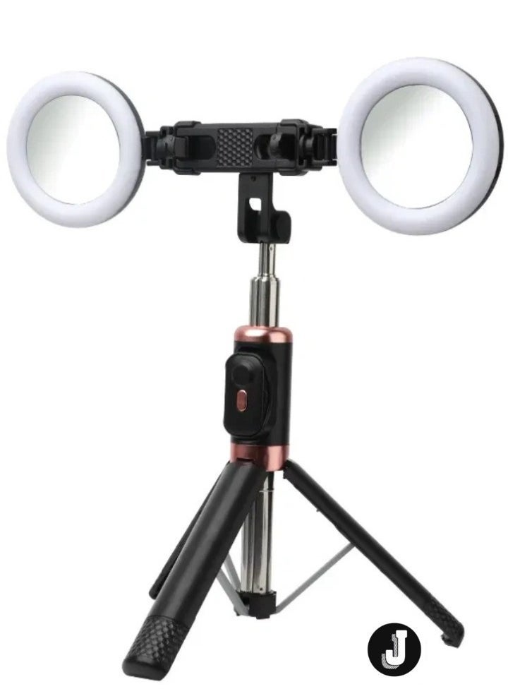 JAJEEK Bluetooth Selfie Stick & Tripod with 360° Rotatable Extendable Stand, Dual LED Lights, and Wireless Remote – Compatible with iPhone, Android Phones, and Cameras – Ideal for Travel, Vlogging, and Photography - Image 1