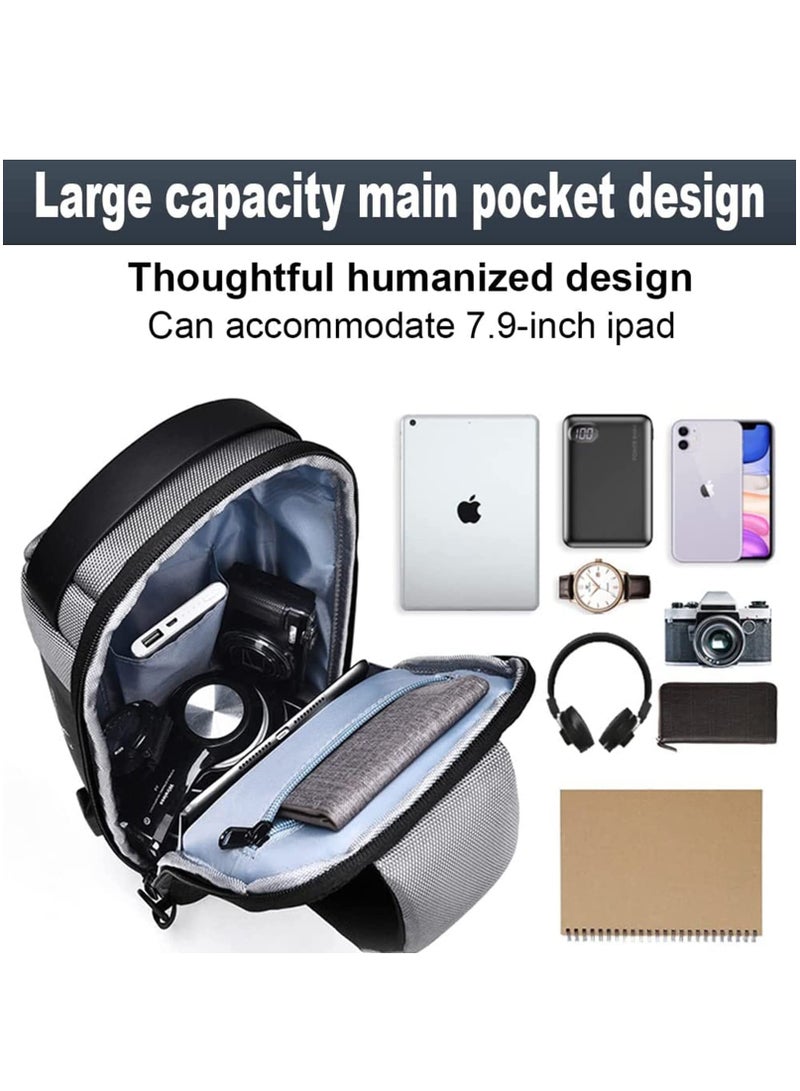 Crossbody Bag Casual Shoulder Bag Waterproof Backpack for Men and Women Business Chest Bag Waist Bag with Password Anti-Theft Lock Suitable for Travel and Hiking (E)  - Image 2