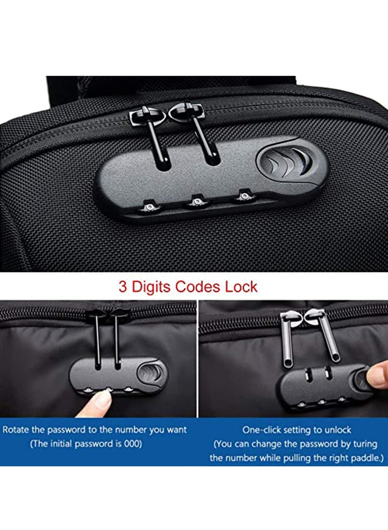 Crossbody Bag Casual Shoulder Bag Waterproof Backpack for Men and Women Business Chest Bag Waist Bag with Password Anti-Theft Lock Suitable for Travel and Hiking (E)  - Image 5