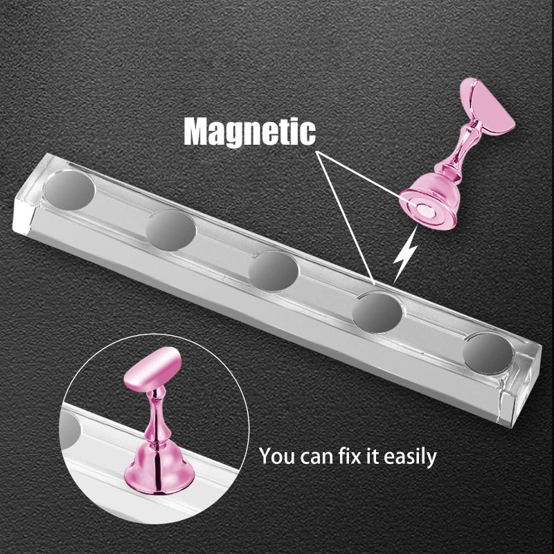 JUSTOTRY 4 Sets Pink Nail Stand for Press on Nails Display, Magnetic Fake Nails Holder for Painting Nails Practices, Beginner Acrylic Nail Art Kit Accessories, Nail Salon Equipment and Decor - Image 4