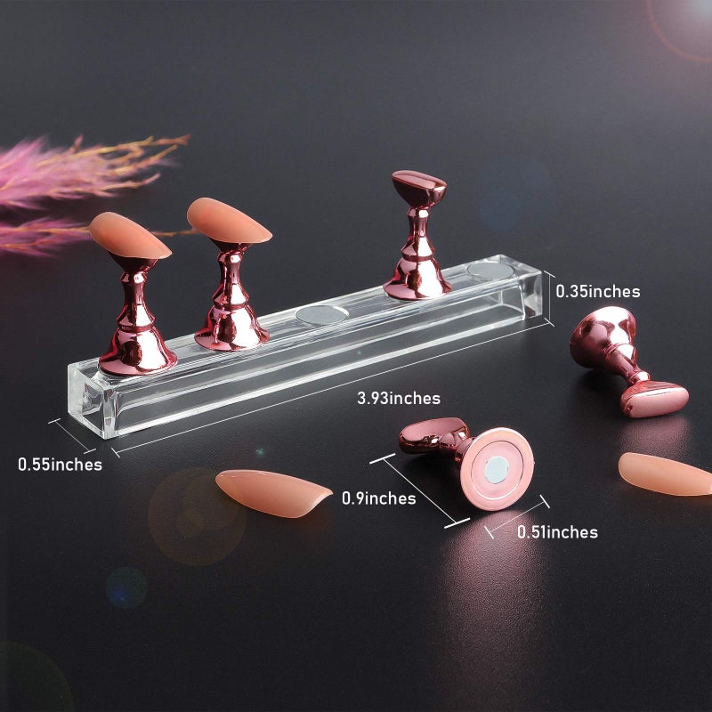 JUSTOTRY 4 Sets Pink Nail Stand for Press on Nails Display, Magnetic Fake Nails Holder for Painting Nails Practices, Beginner Acrylic Nail Art Kit Accessories, Nail Salon Equipment and Decor - Image 3