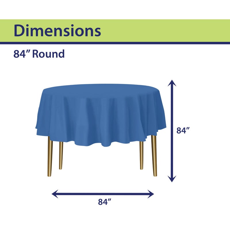 Party Dimensions Blue Disposable Plastic Tablecloth for Round Tables (12 Pack) 84 inches Table Cloths for Parties, Events & Weddings, Indoors & Outdoors, Plastic Table Cover - Image 2