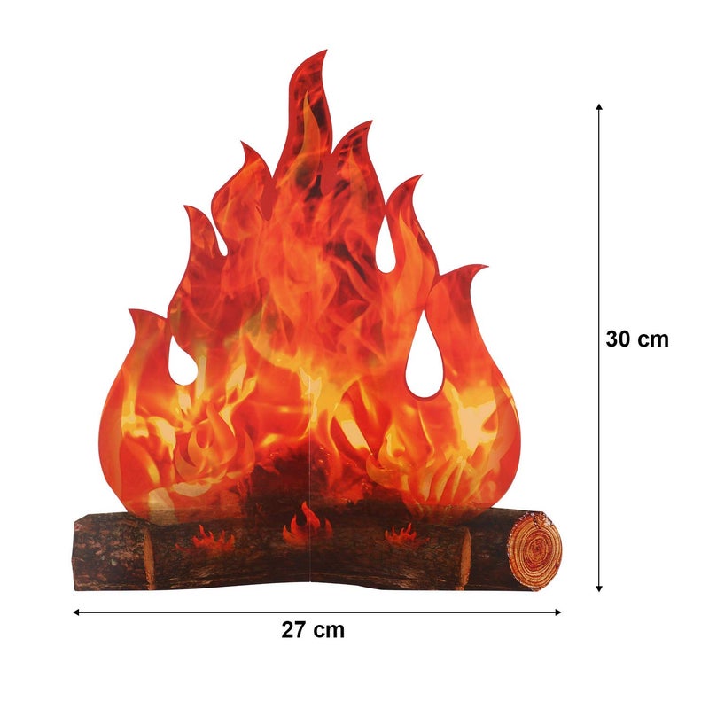 Boao 2 Set Fake Fire Fake Flame Camping Decoration 3D Cardboard Campfire Centerpiece Artificial Flames Campfire Party Decoration for Camp Bachelorette Christmas Party(12 x 10 Inch,Red Orange) - Image 2