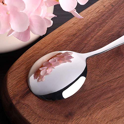 ORAPICH 7-Inch Soup Spoons, Baikai Bouillon Spoon,18/10 Stainless Steel Finished Table Dinner Spoons Set of 4 (Silver) - Image 4
