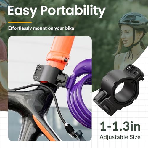 Titanker Bike Lock, 4 Feet Security Resettable Combination Coiling Bike Cable Locks with Mounting Bracket, 1/2 Inch Diameter (Purple) - Image 5
