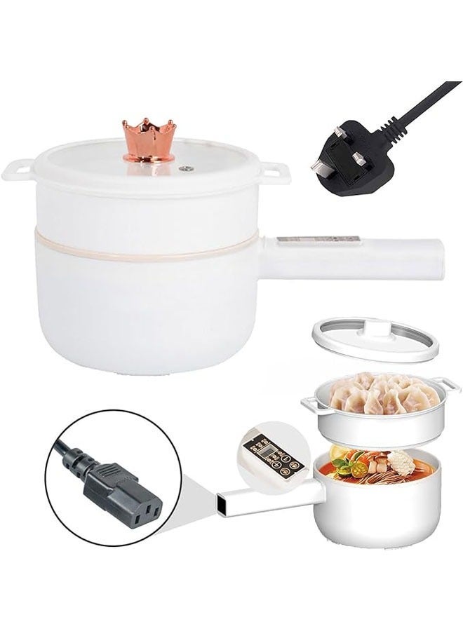 JAJEEK Electric Hot Pot with Steamer, 2L Multifunction Electric Cooker for Shabu-Shabu, Stir Fry, Noodles, Pasta, Nons-tick Frying Pan for Sauté, Power Control Ramen Cooker (2L Digital) - Image 1